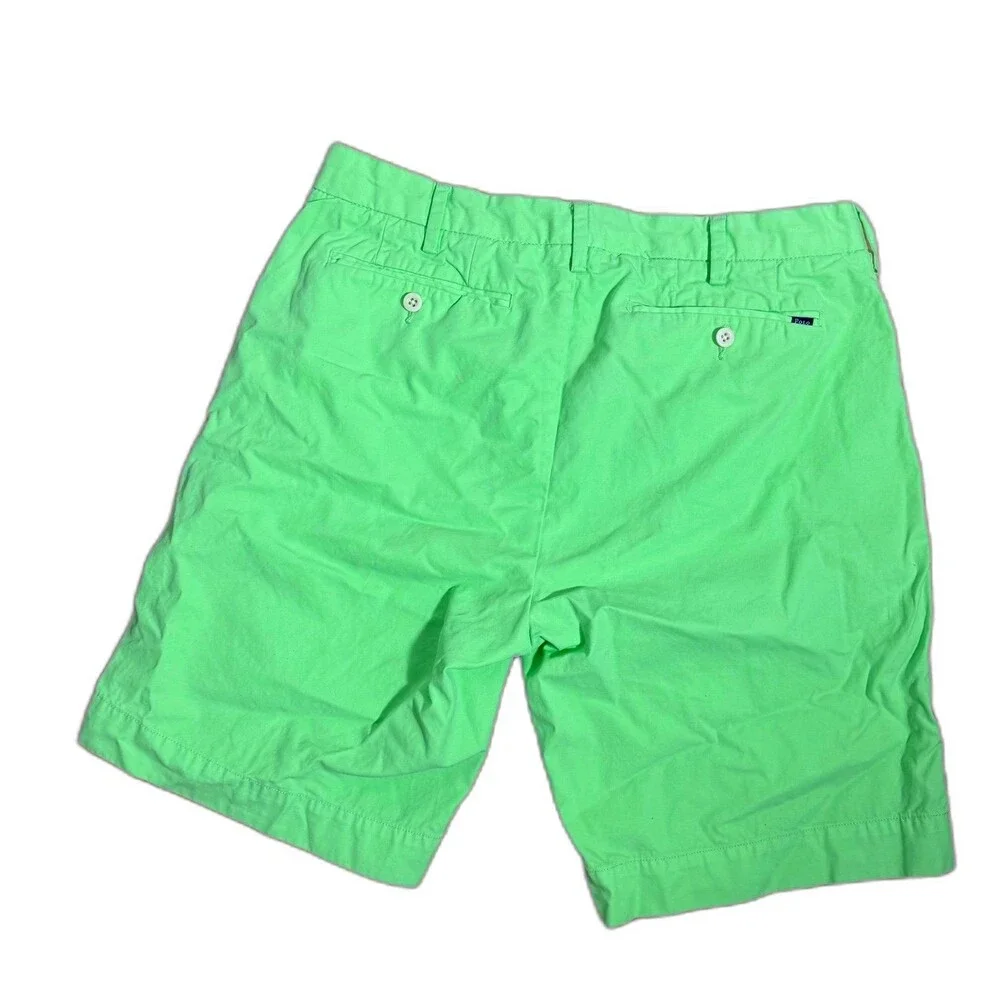 Polo Ralph Lauren Classic‎ Fit Shorts Green Mens 33 100% Pima Cotton Chino - Picture 2 of 7
